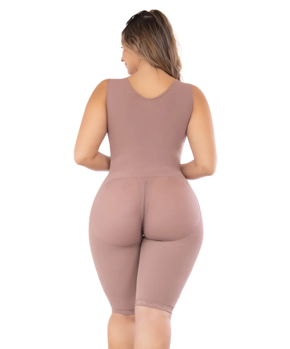 High-Compression Post-Surgical Garment with Built-in Bra (Knee-Length)