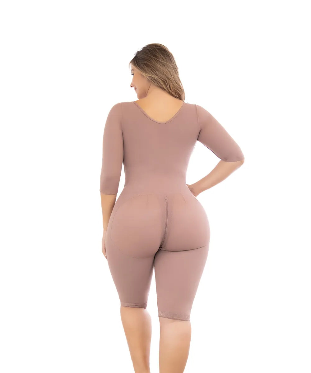 High-Compression Post-Surgical Girdle (Knee-Length) with Hook-and-Eye Closures and Abdominal Shaping