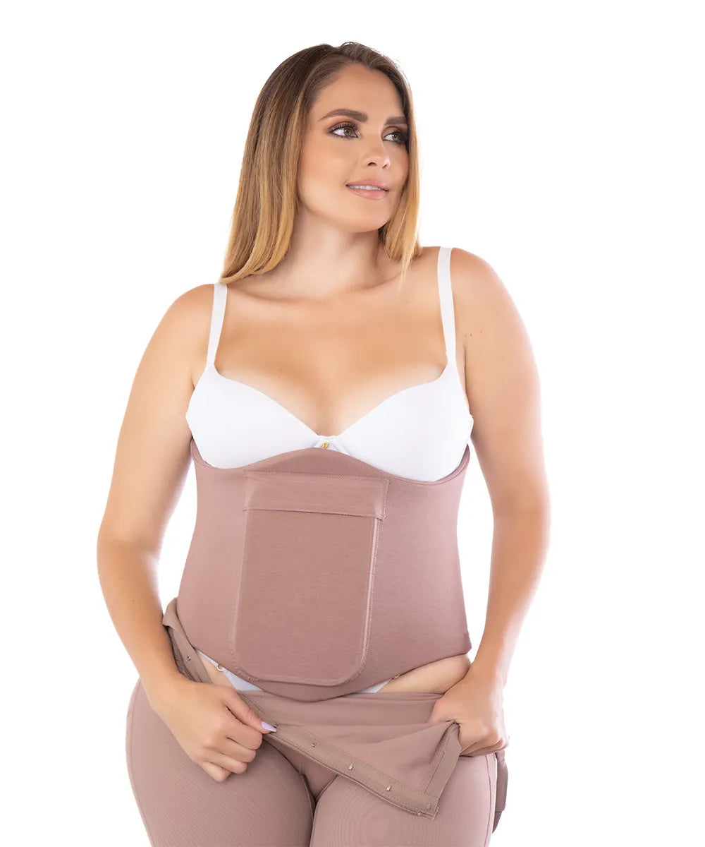 Post-surgical abdominal belt with foam and adjustable support
