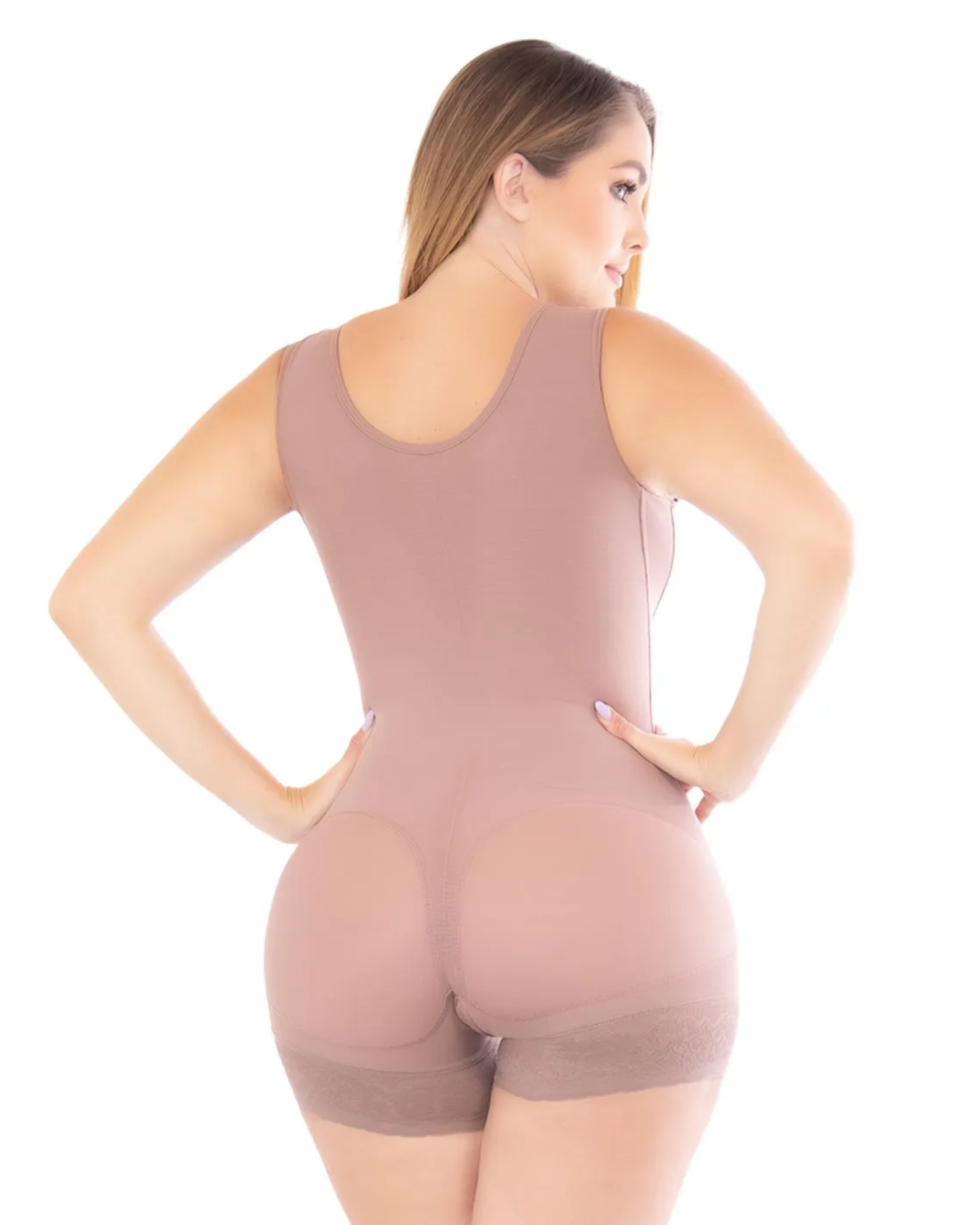 Faja postquirúrgica alta compresión con soporte en busto y cierre lateral