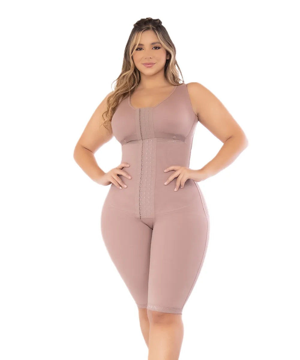 High-Compression Post-Surgical Garment with Built-in Bra (Knee-Length)