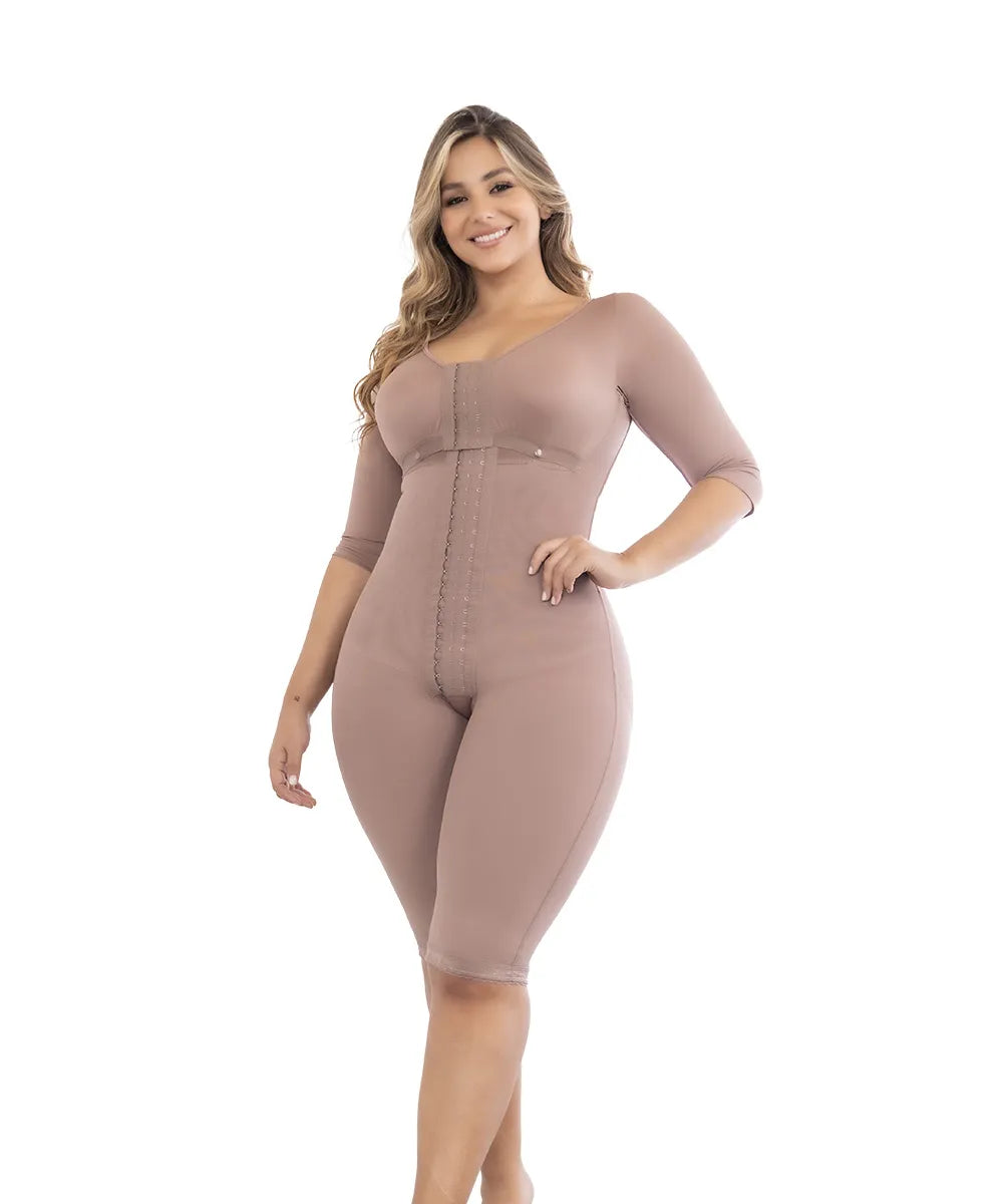 High-Compression Post-Surgical Girdle (Knee-Length) with Hook-and-Eye Closures and Abdominal Shaping