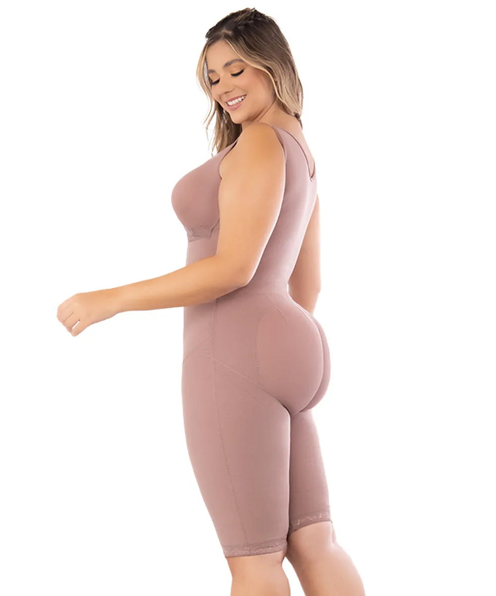 High-Compression Post-Surgical Garment with Built-in Bra (Knee-Length)